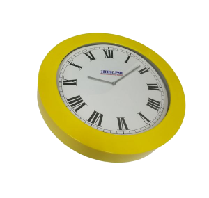 Часы пластиковые (заготовка) под полиграфическую вставку, желтые круглые